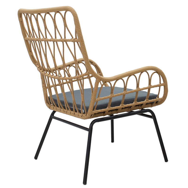 Фотелја naoki метал/pe rattan перниче сива боја Фотелја naoki метал/pe rattan перниче сива боја