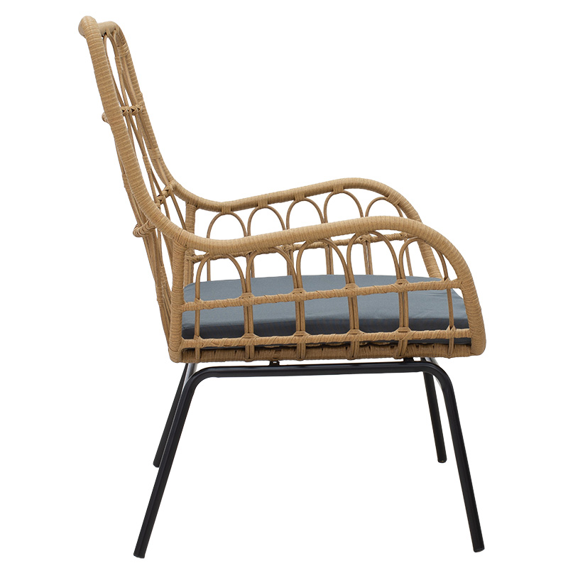 Фотелја naoki метал/pe rattan перниче сива боја Фотелја naoki метал/pe rattan перниче сива боја
