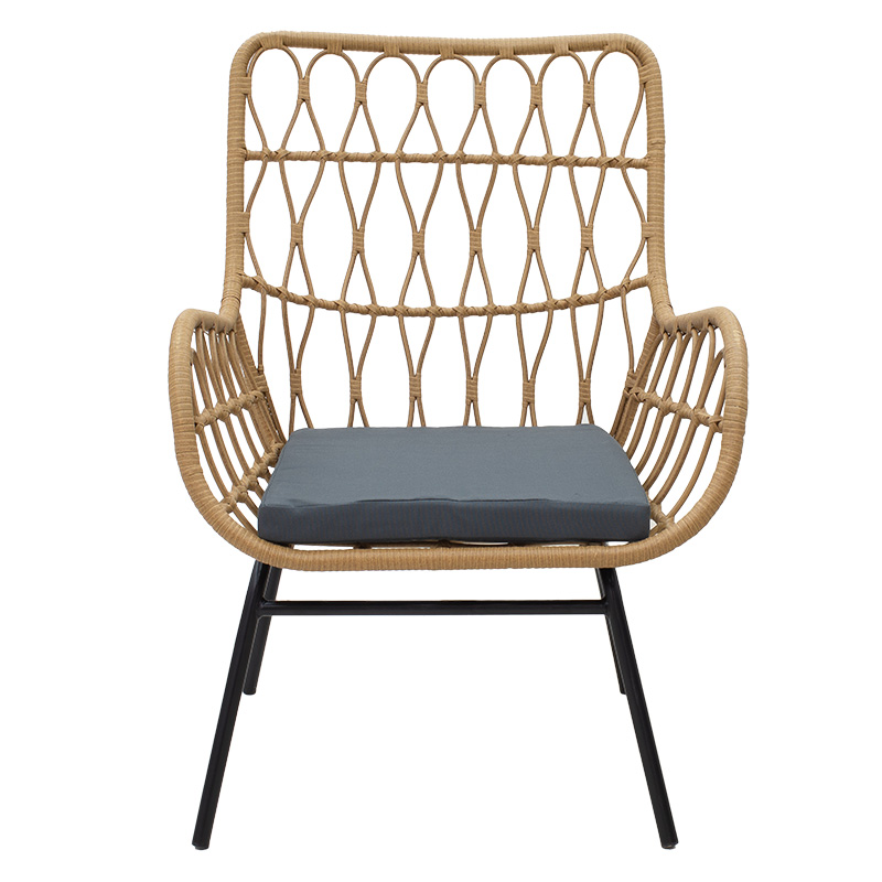 Фотелја naoki метал/pe rattan перниче сива боја Фотелја naoki метал/pe rattan перниче сива боја