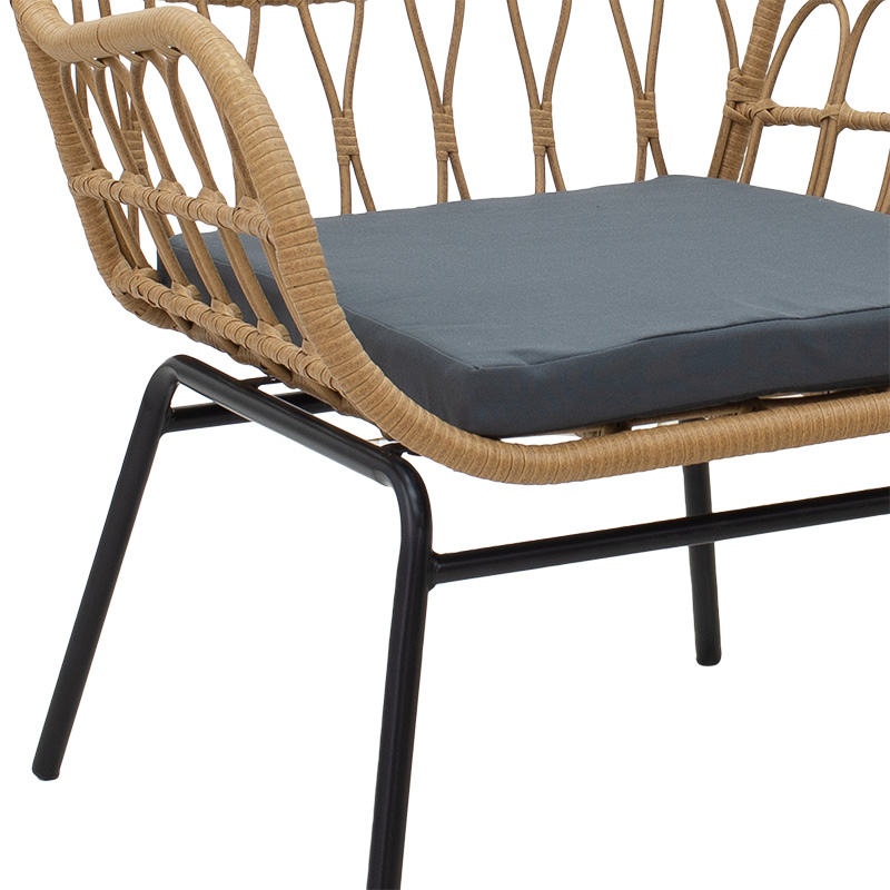 Фотелја naoki метал/pe rattan перниче сива боја Фотелја naoki метал/pe rattan перниче сива боја